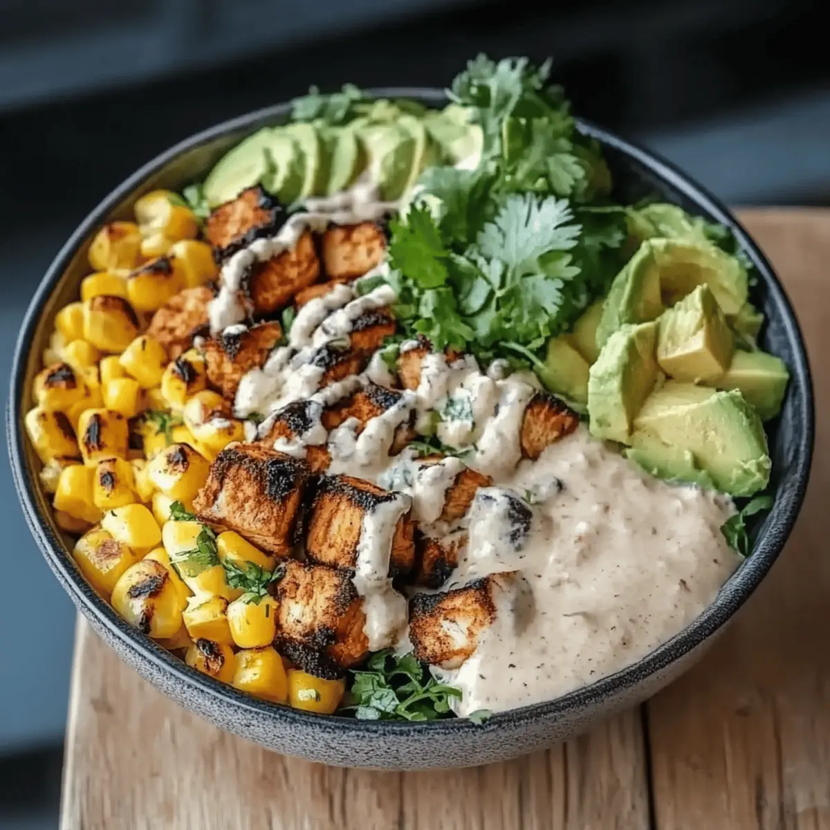 Chicken Bowl with Black Beans, Corn, & Creamy Sauce