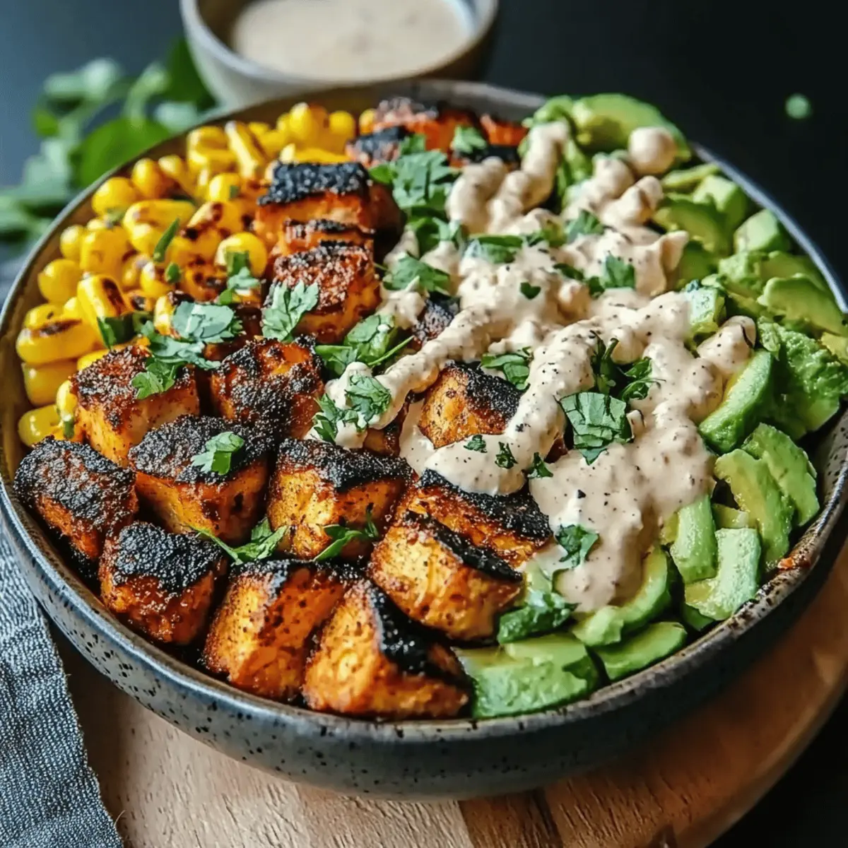 Chicken Bowl with Black Beans, Corn, & Creamy Sauce