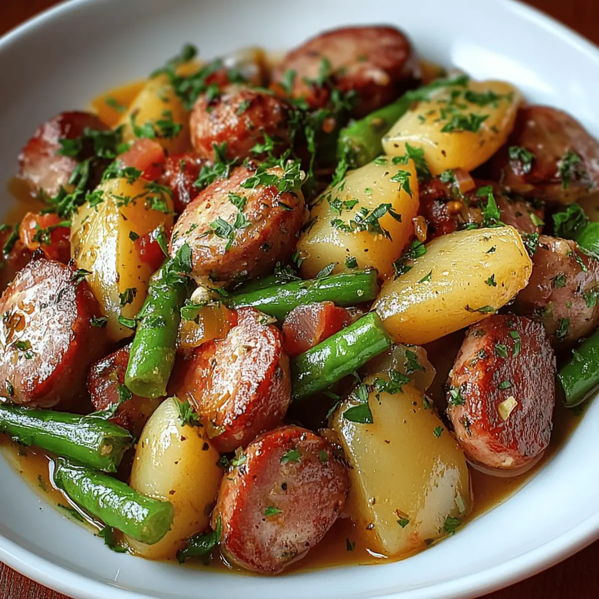 Crockpot Kielbasa and Green Beans