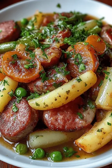 Crockpot Kielbasa and Green Beans