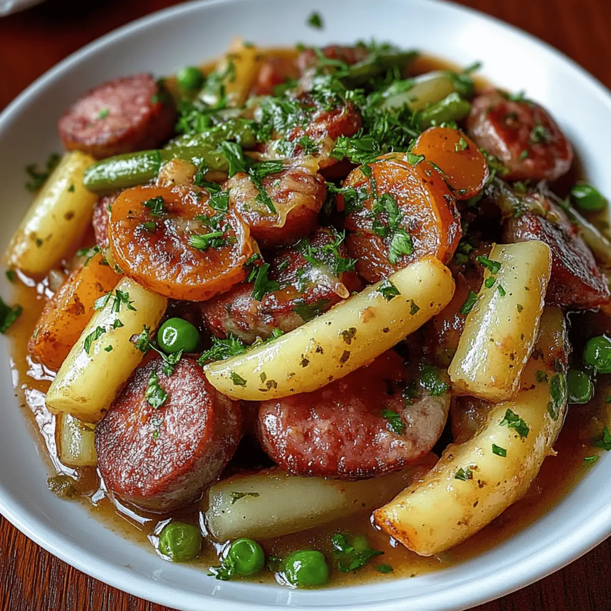 Crockpot Kielbasa and Green Beans