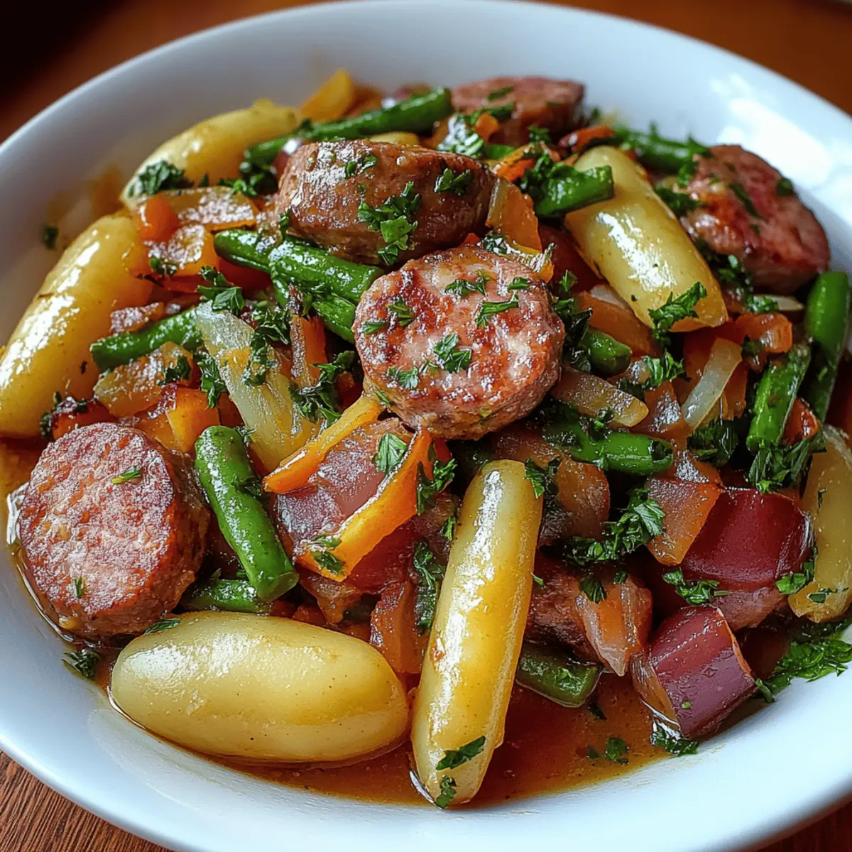 Crockpot Kielbasa and Green Beans