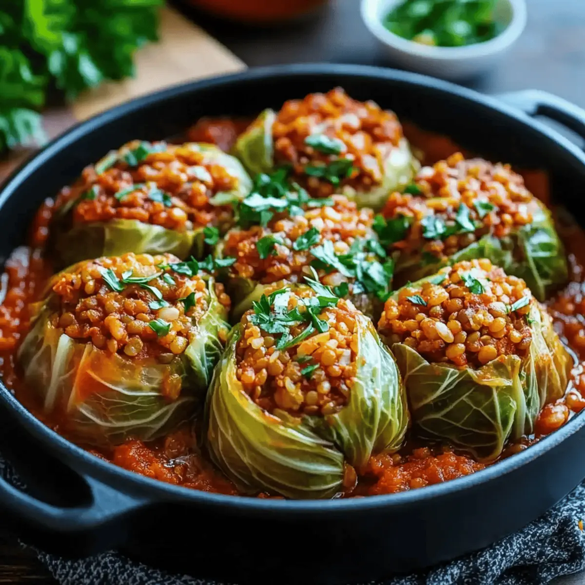 Lentil and Rice Stuffed Cabbage Rolls