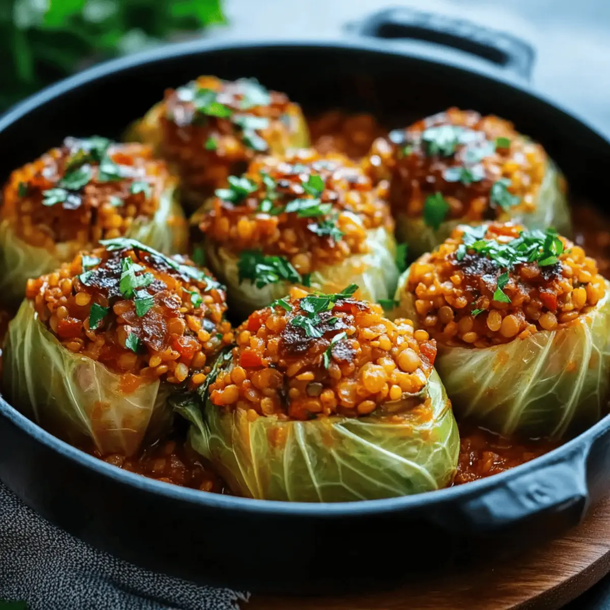 Lentil and Rice Stuffed Cabbage Rolls