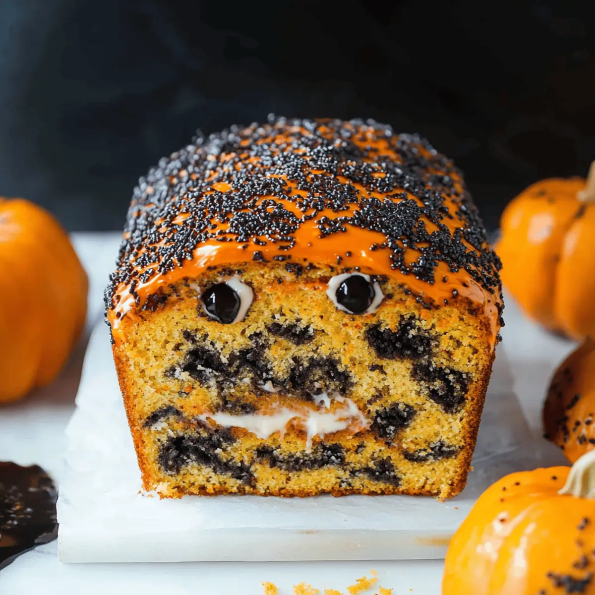 Orange and Black Halloween Marble Cake