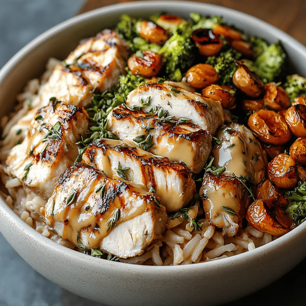 Maple Dijon Chicken & Roasted Sweet Potato Bowls