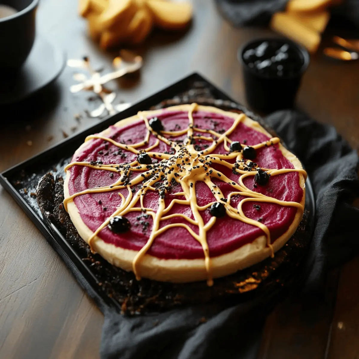 Bloody Beet Hummus with Cheese Web
