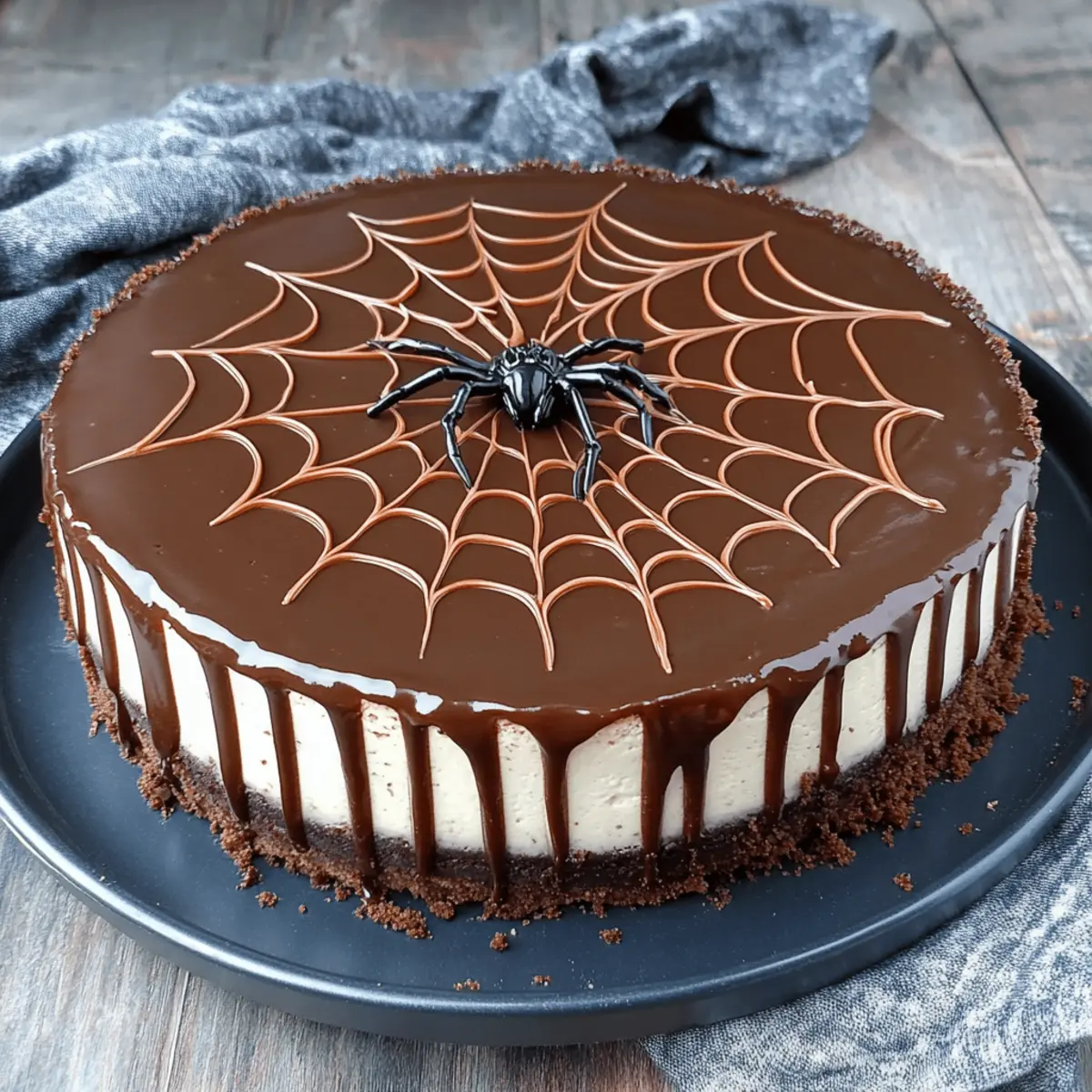 Chocolate Spiderweb Cheesecake
