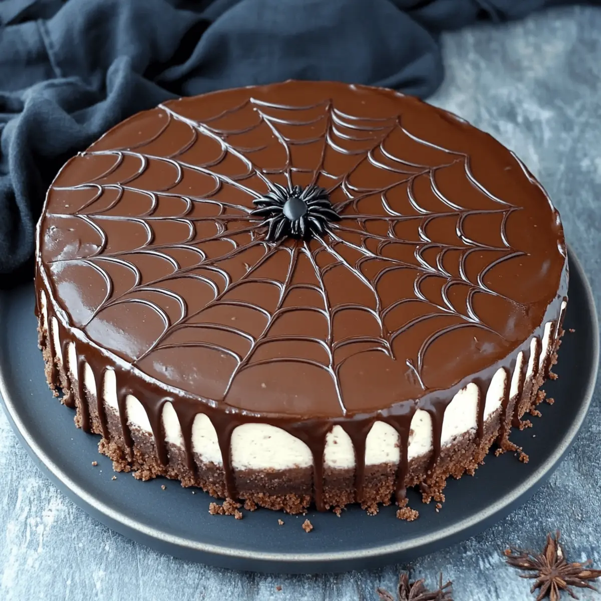 Chocolate Spiderweb Cheesecake