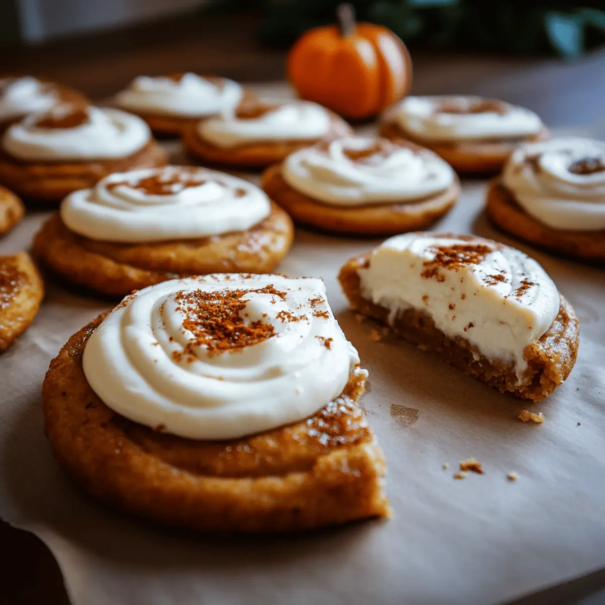 Pumpkin Sugar Cookies with Cream Cheese Frosting