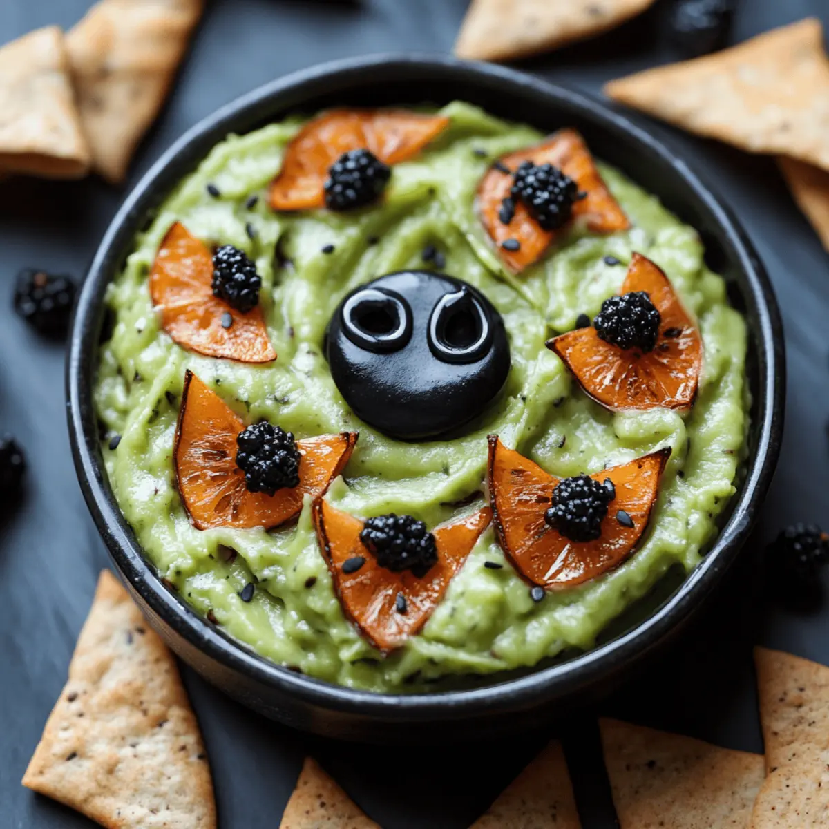 Swamp Guac with Creepy Crawler Chips