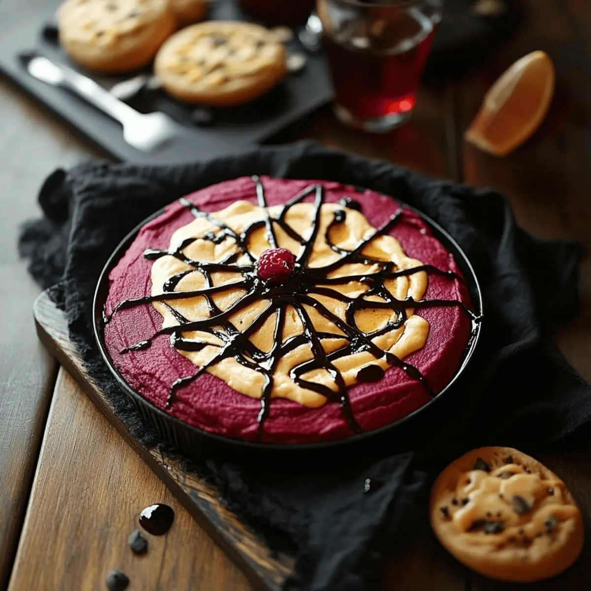 Bloody Beet Hummus with Cheese Web