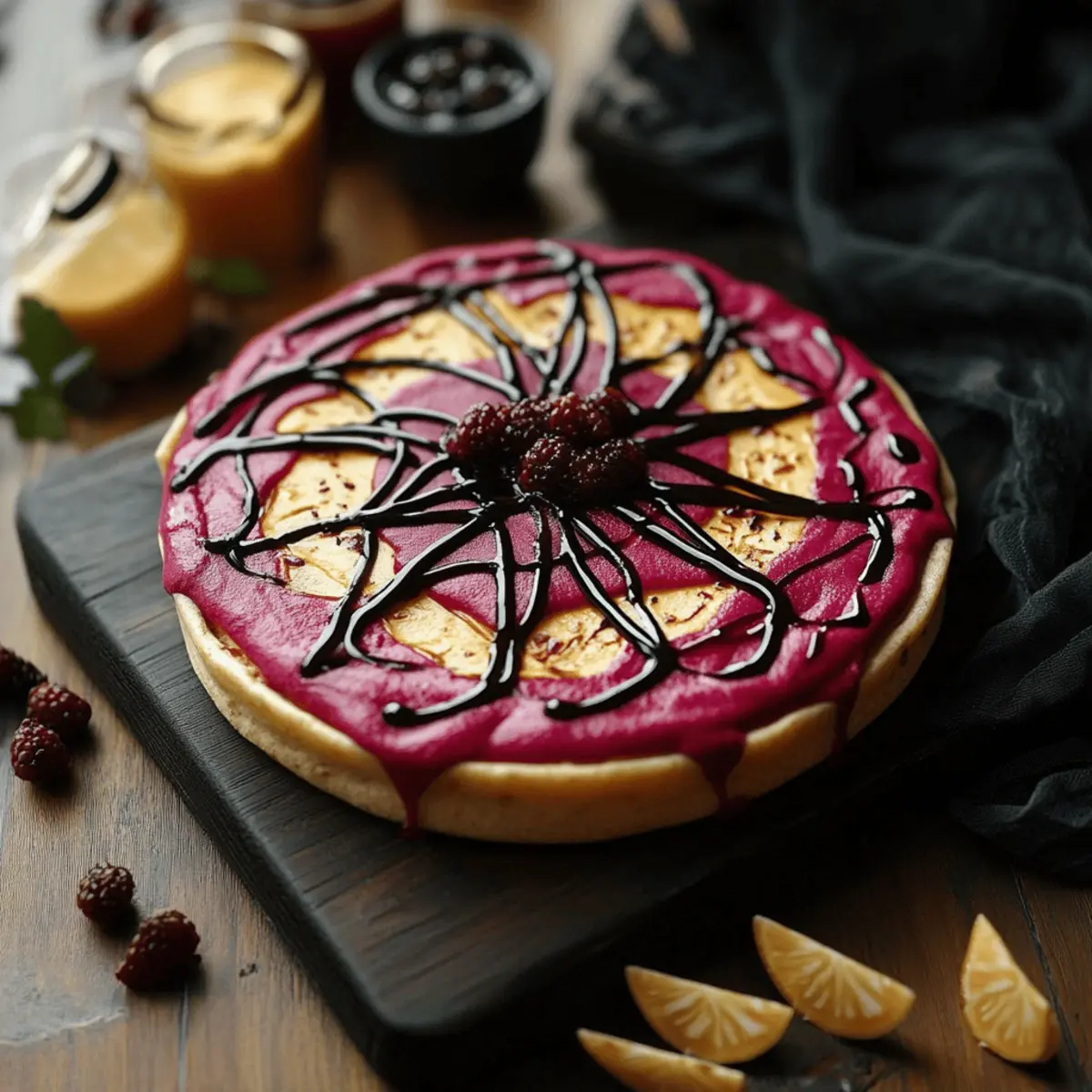 Bloody Beet Hummus with Cheese Web