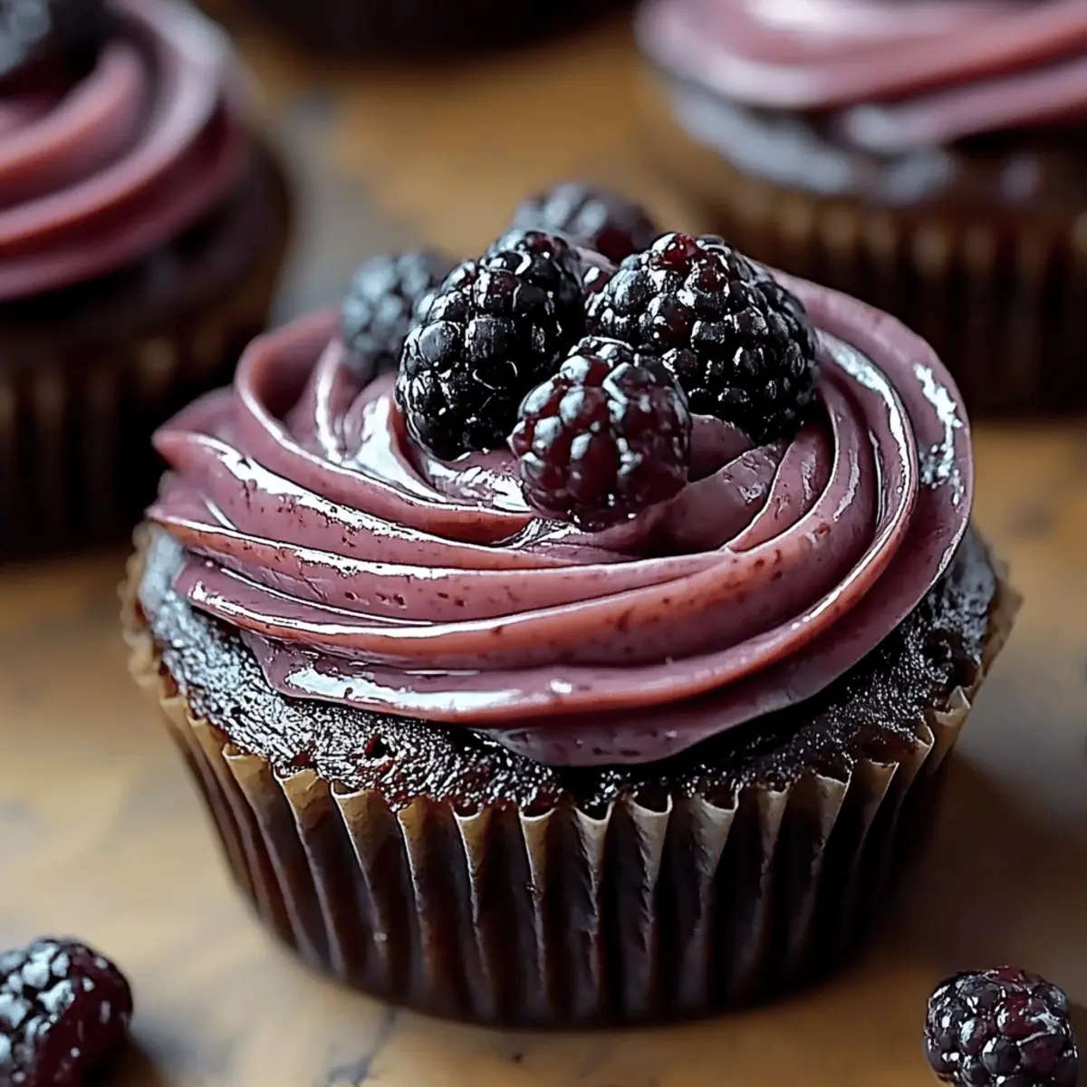 Dark Chocolate Blackberry Cupcakes