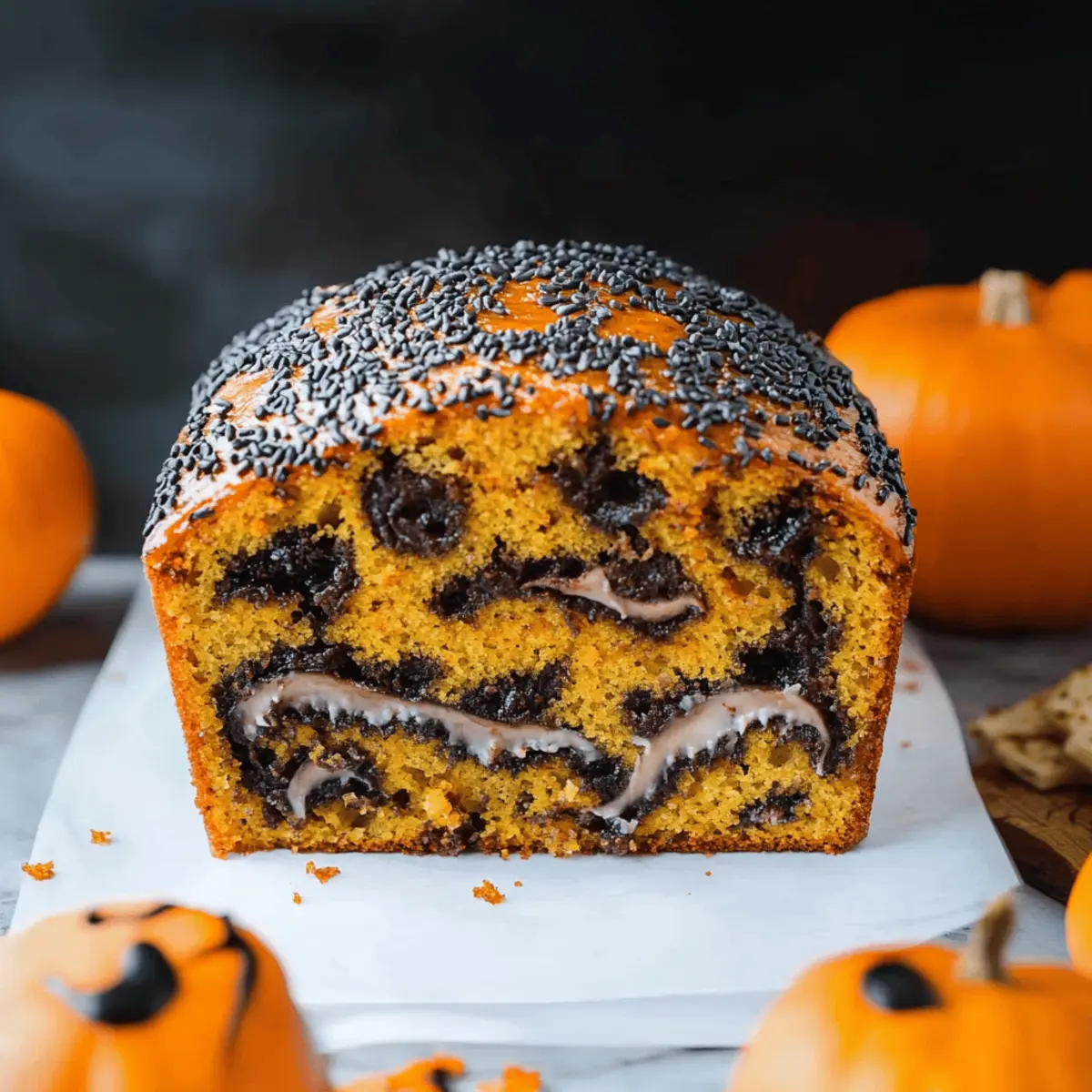 Orange and Black Halloween Marble Cake