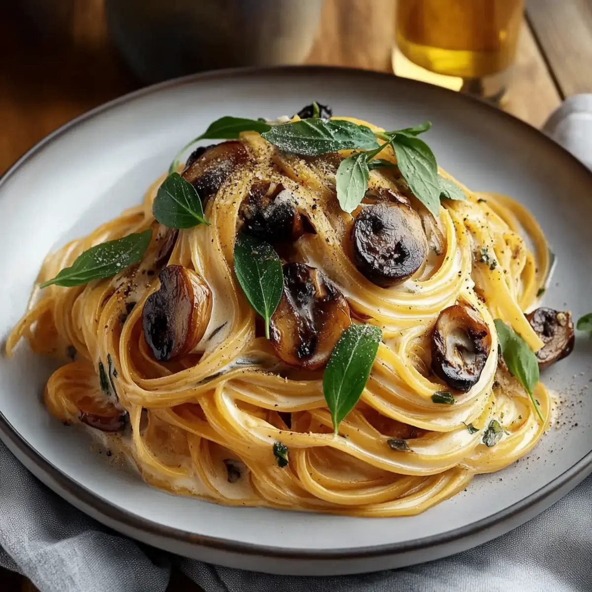 Caramelized Leek and Mushroom Gruyere Pasta