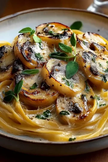 Caramelized Leek and Mushroom Gruyere Pasta