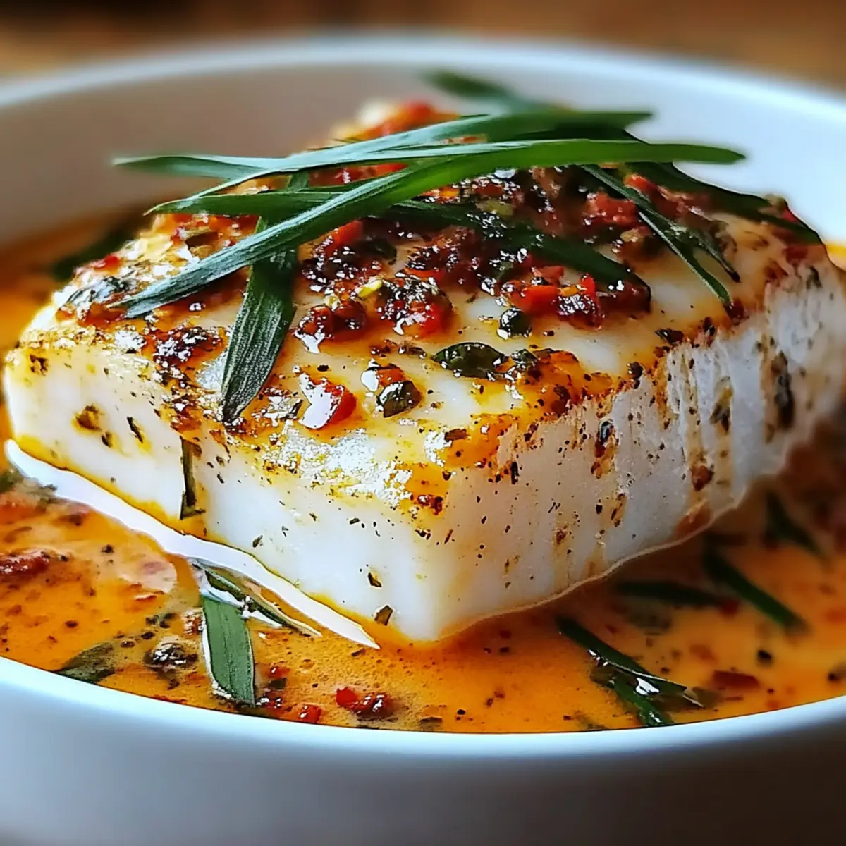 Cod in Roasted Red Pepper Sauce