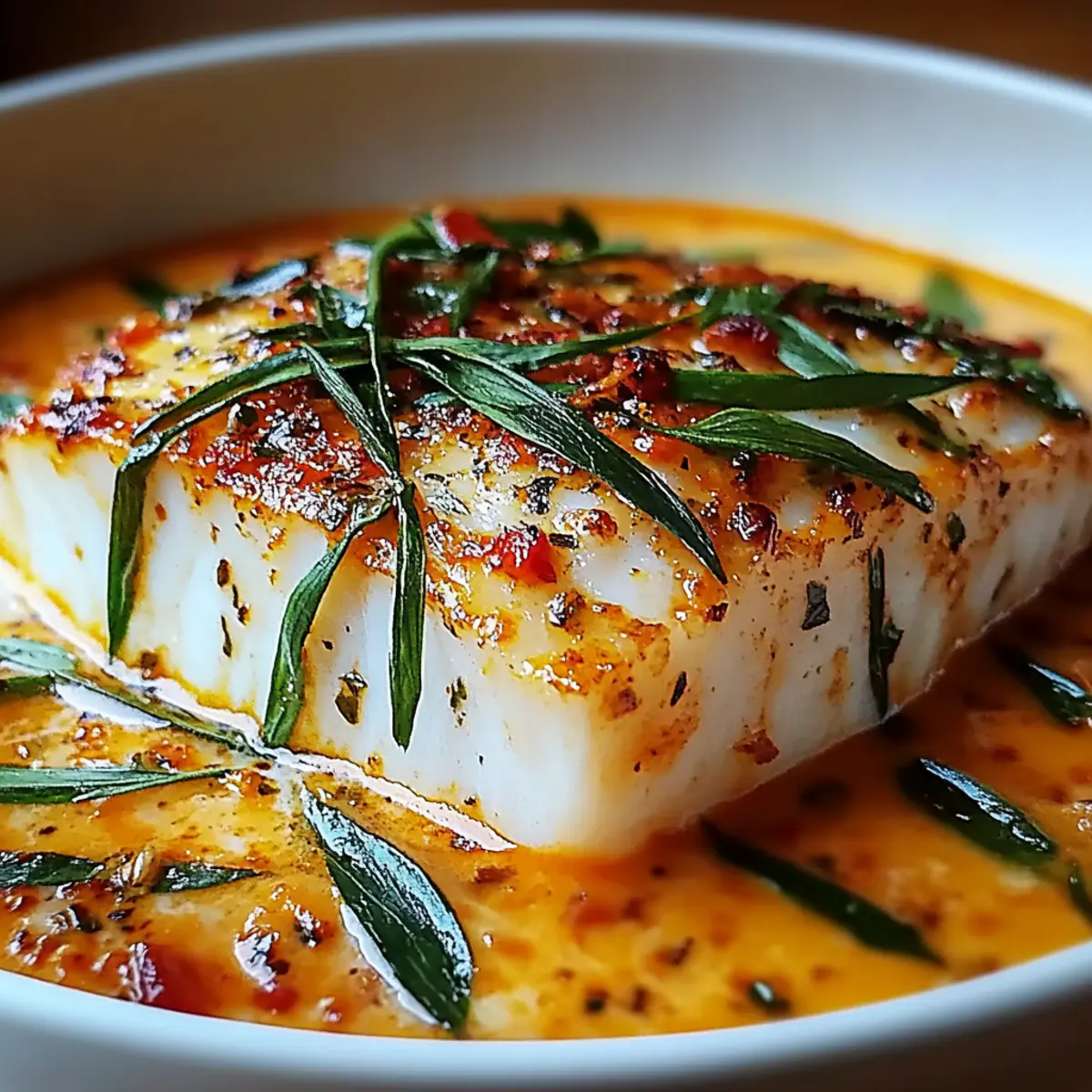Cod in Roasted Red Pepper Sauce