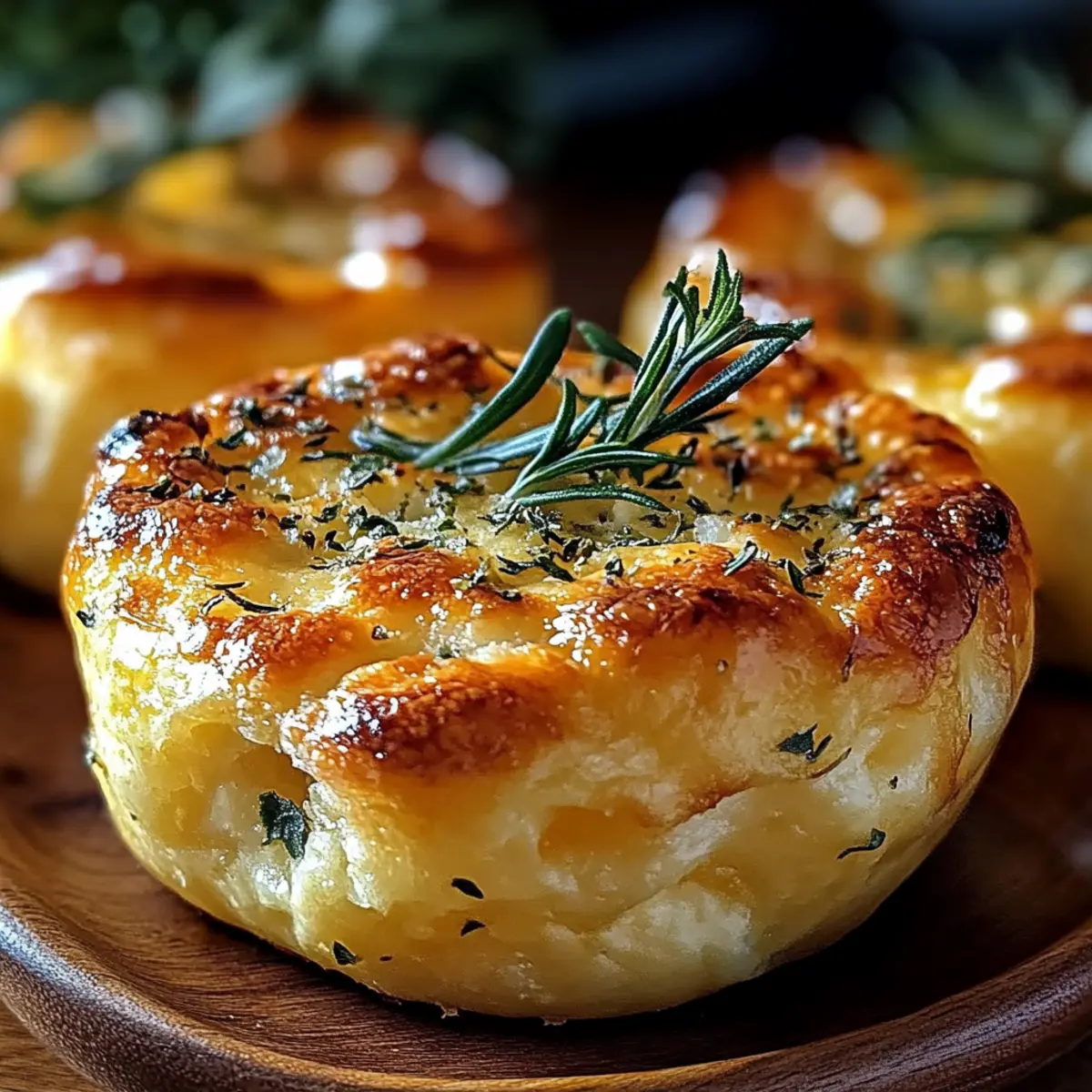 Garlic Rosemary Focaccia Muffins