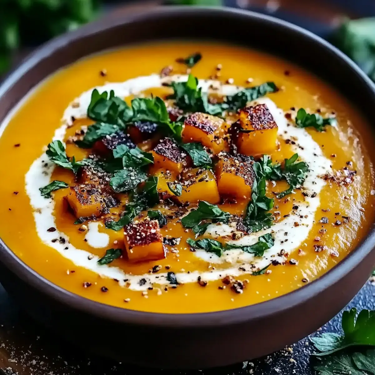 Spicy Butternut Squash Sweet Potato Soup