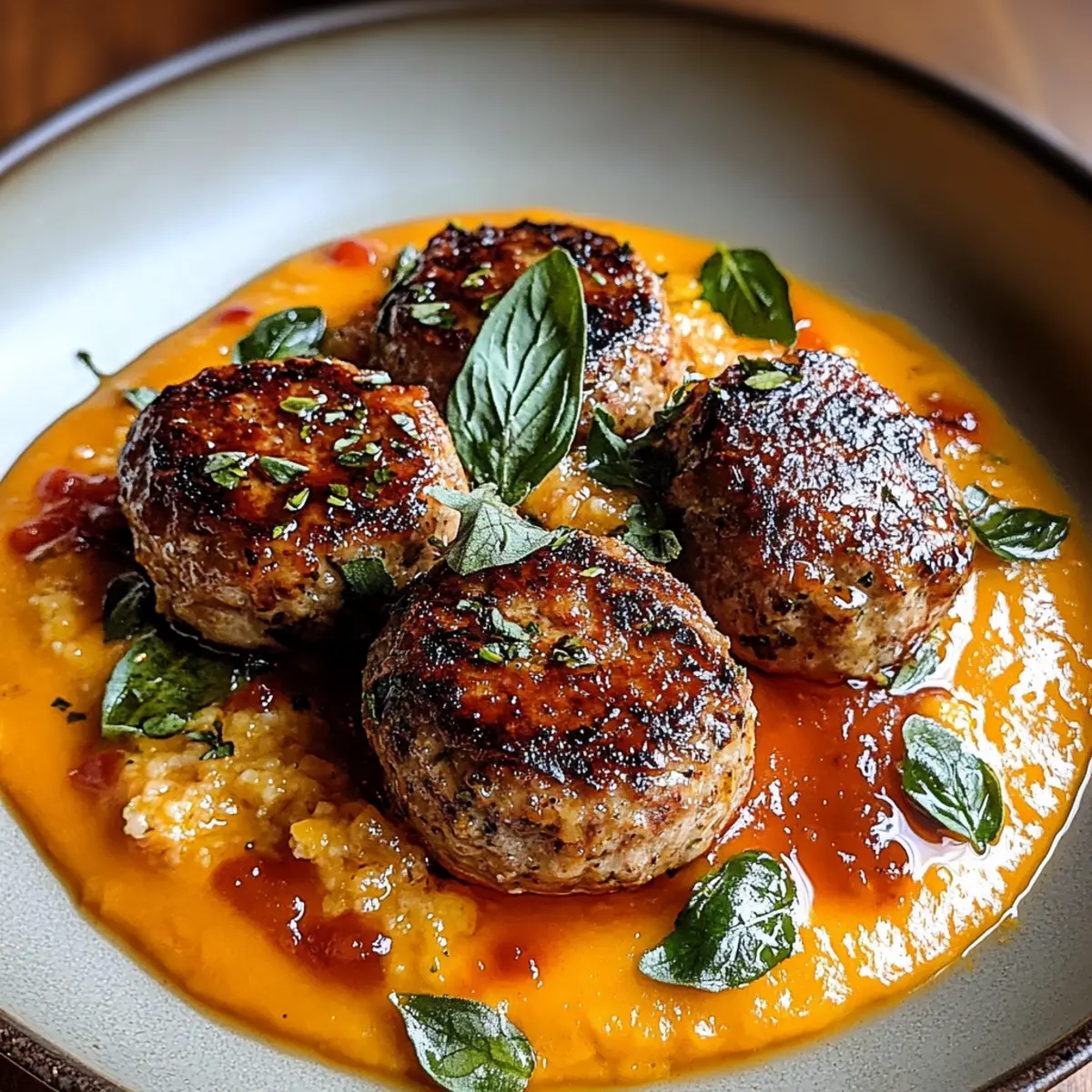 Turkey Meatballs in Pumpkin Sage Sauce