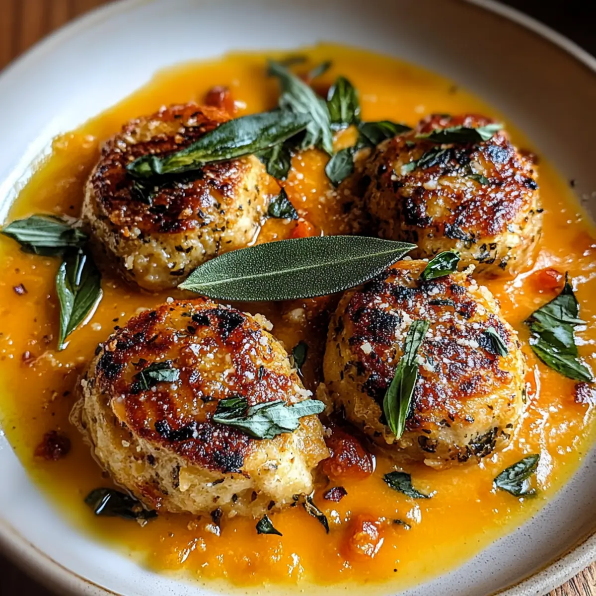 Turkey Meatballs in Pumpkin Sage Sauce