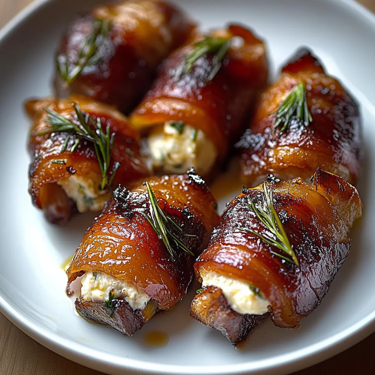 Bacon Wrapped Dates with Goat Cheese & Honey