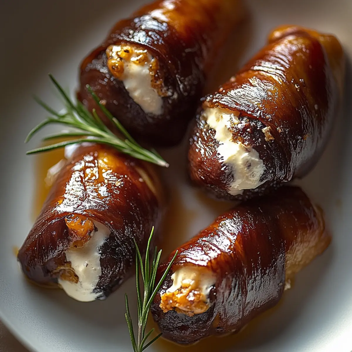 Bacon Wrapped Dates with Goat Cheese & Honey