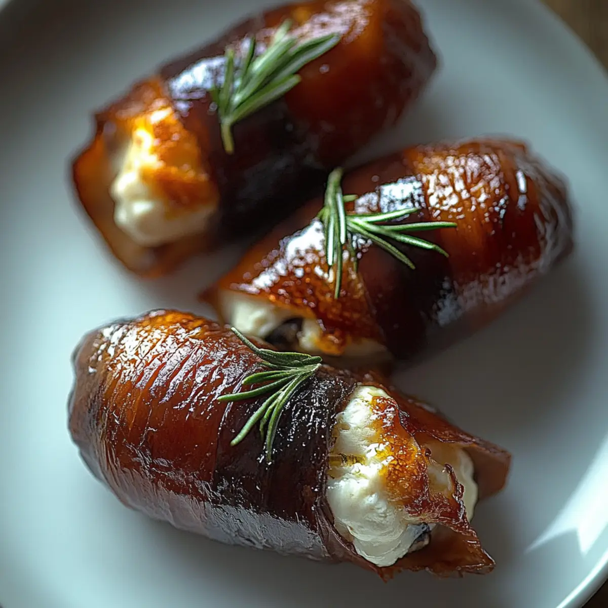 Bacon Wrapped Dates with Goat Cheese & Honey