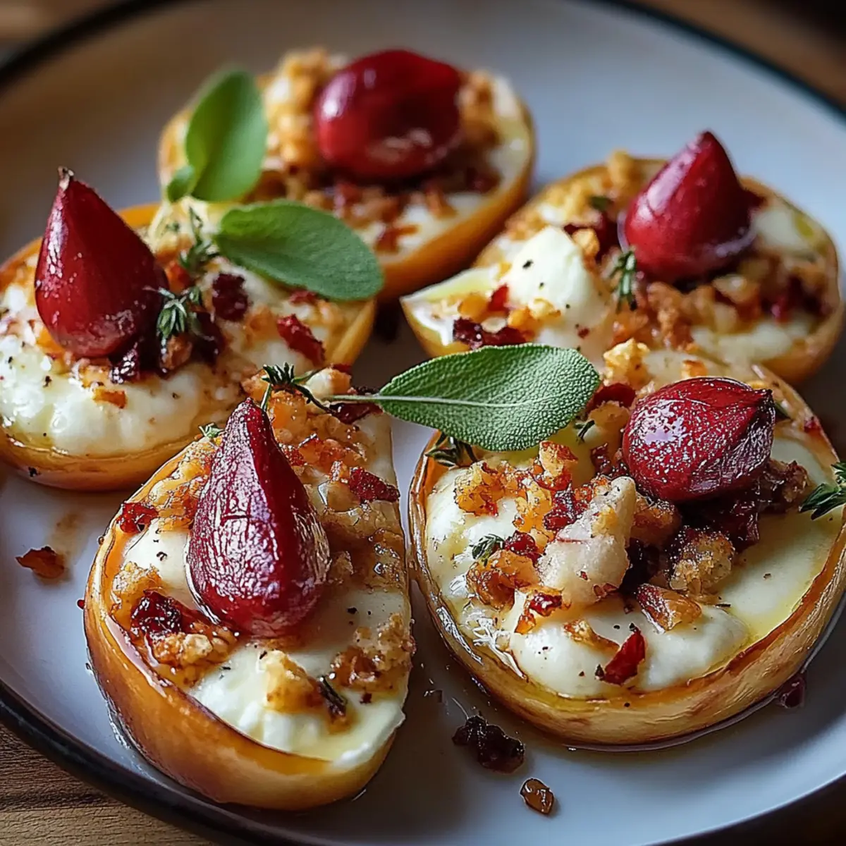 Baked Pears with Goat Cheese, Honey, and Cranberries