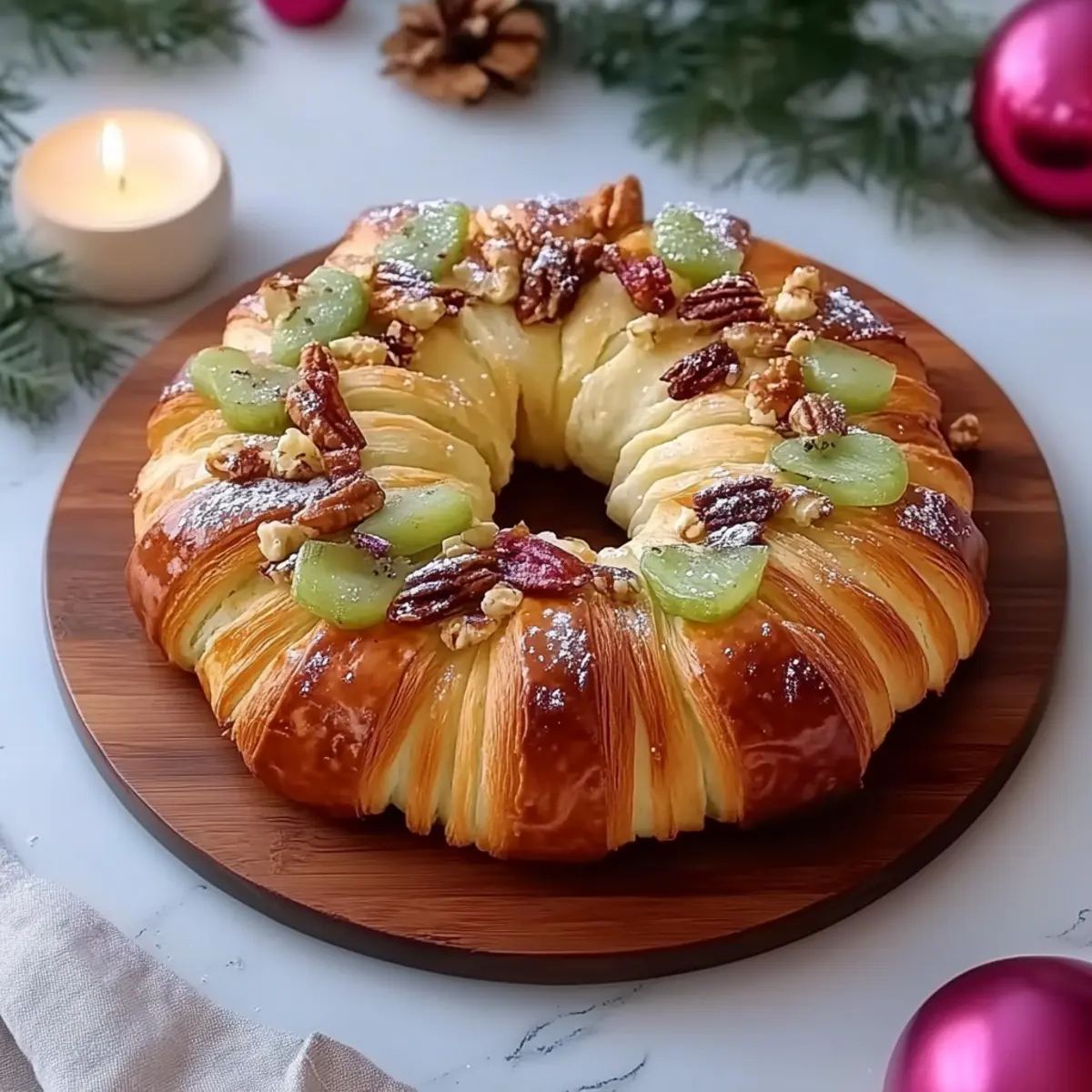 Baklava-Custard Christmas Wreath