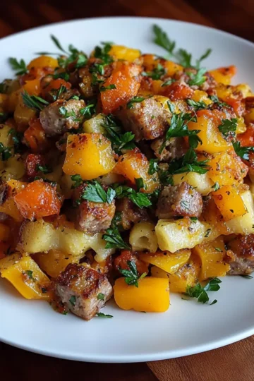 Butternut Squash and Apple Hash with Sausage