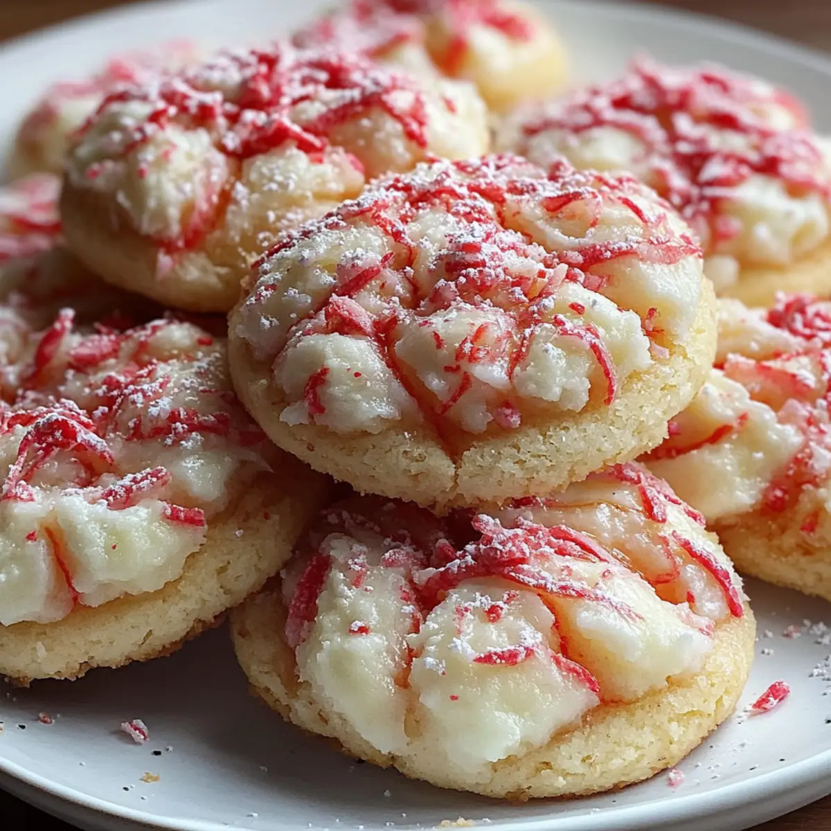 Candy Cane Whipped Shortbread Cookies