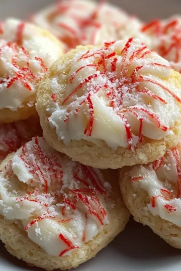 Candy Cane Whipped Shortbread Cookies