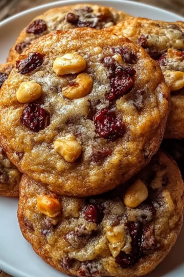 Chewy Spiced Cranberry Cookies with Walnuts