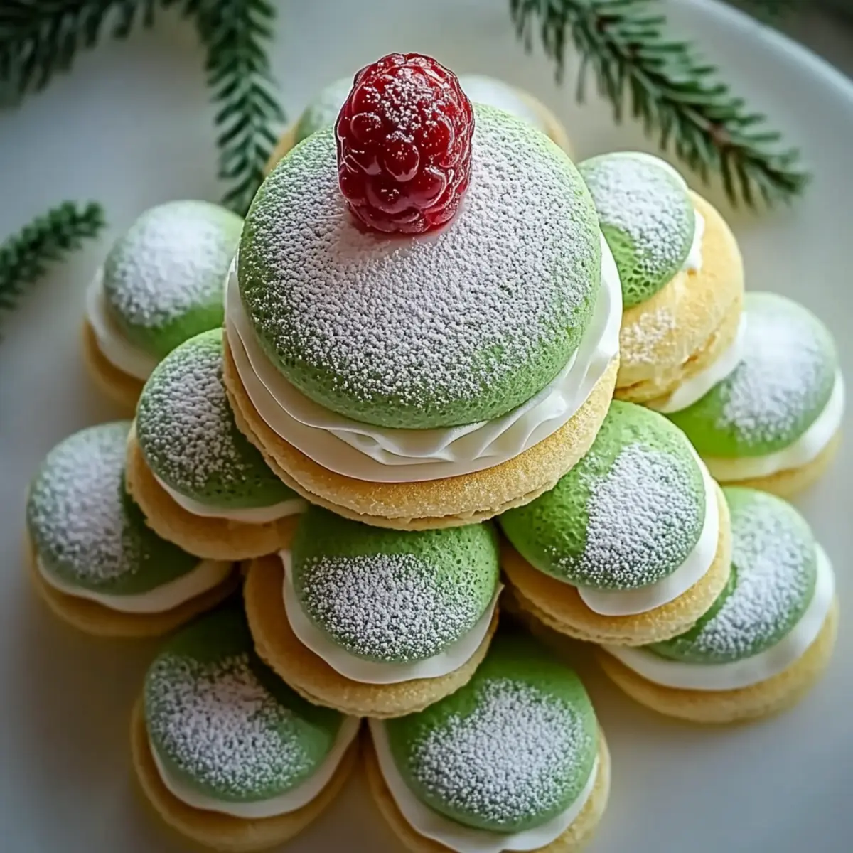Christmas Tree Cake Macarons
