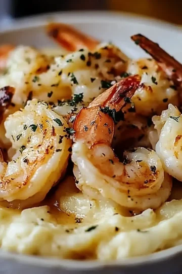 Creamy Garlic Shrimp Over Mashed Potatoes