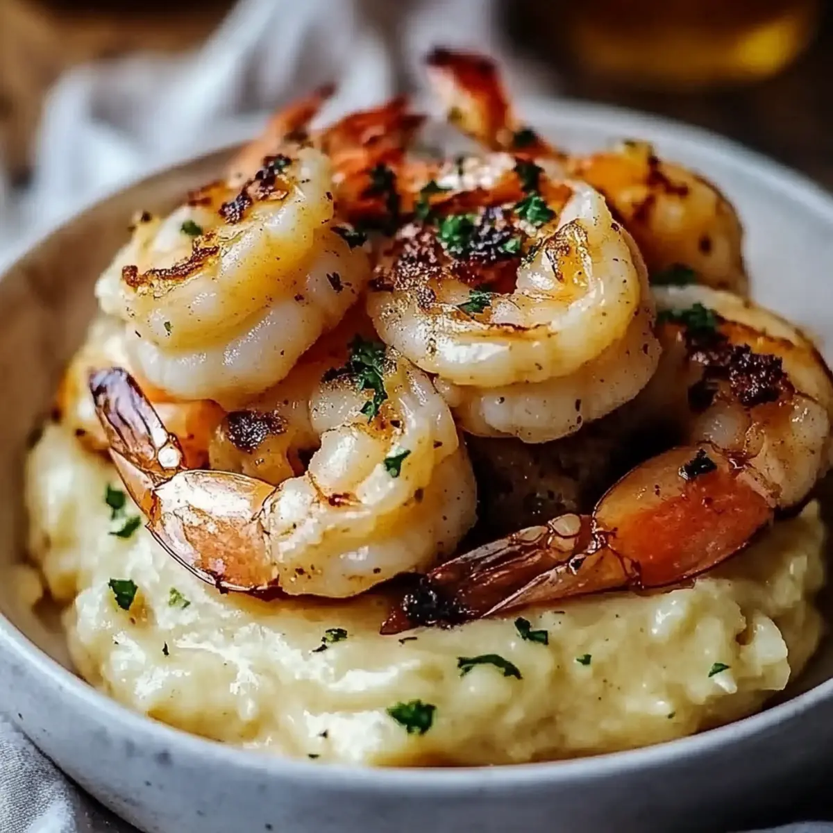 Creamy Garlic Shrimp Over Mashed Potatoes