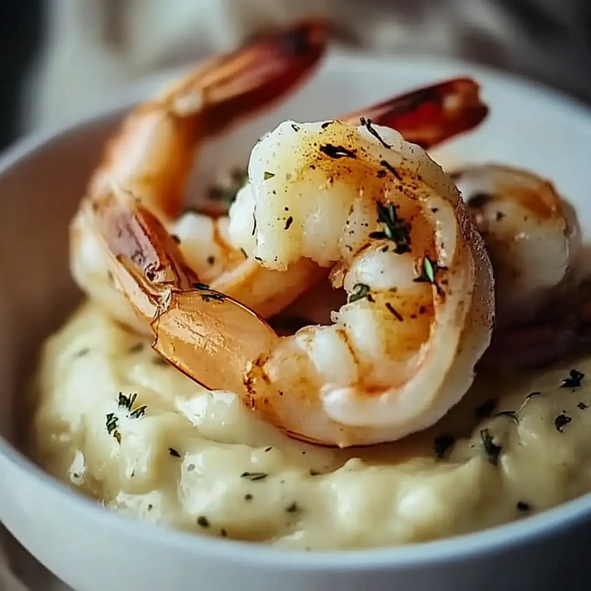 Creamy Garlic Shrimp Over Mashed Potatoes
