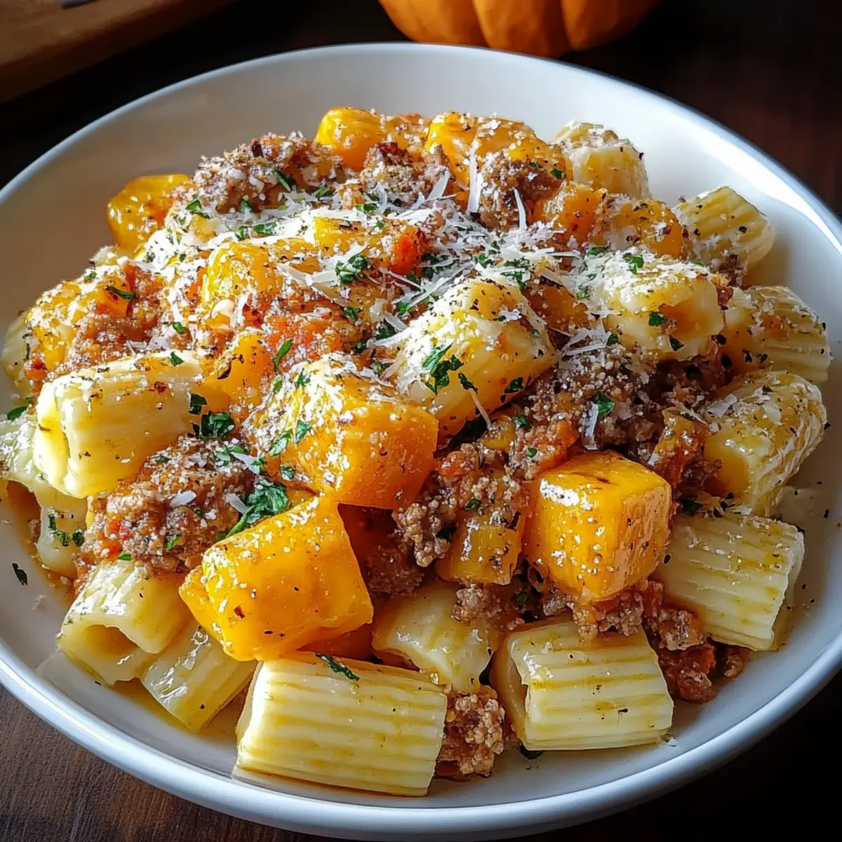 Creamy Rigatoni with Butternut Squash and Spicy Sausage