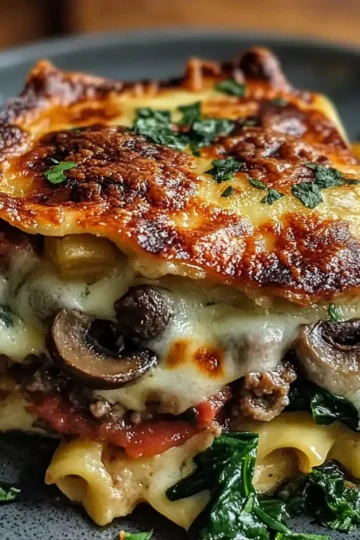 Creamy Spinach Mushroom Lasagna