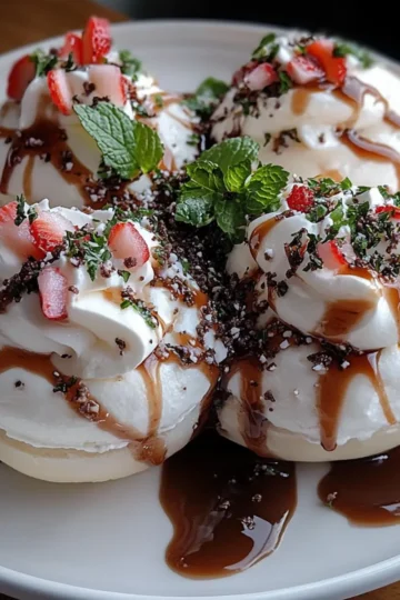 Crispy Peppermint Meringues with Chocolate Drizzle