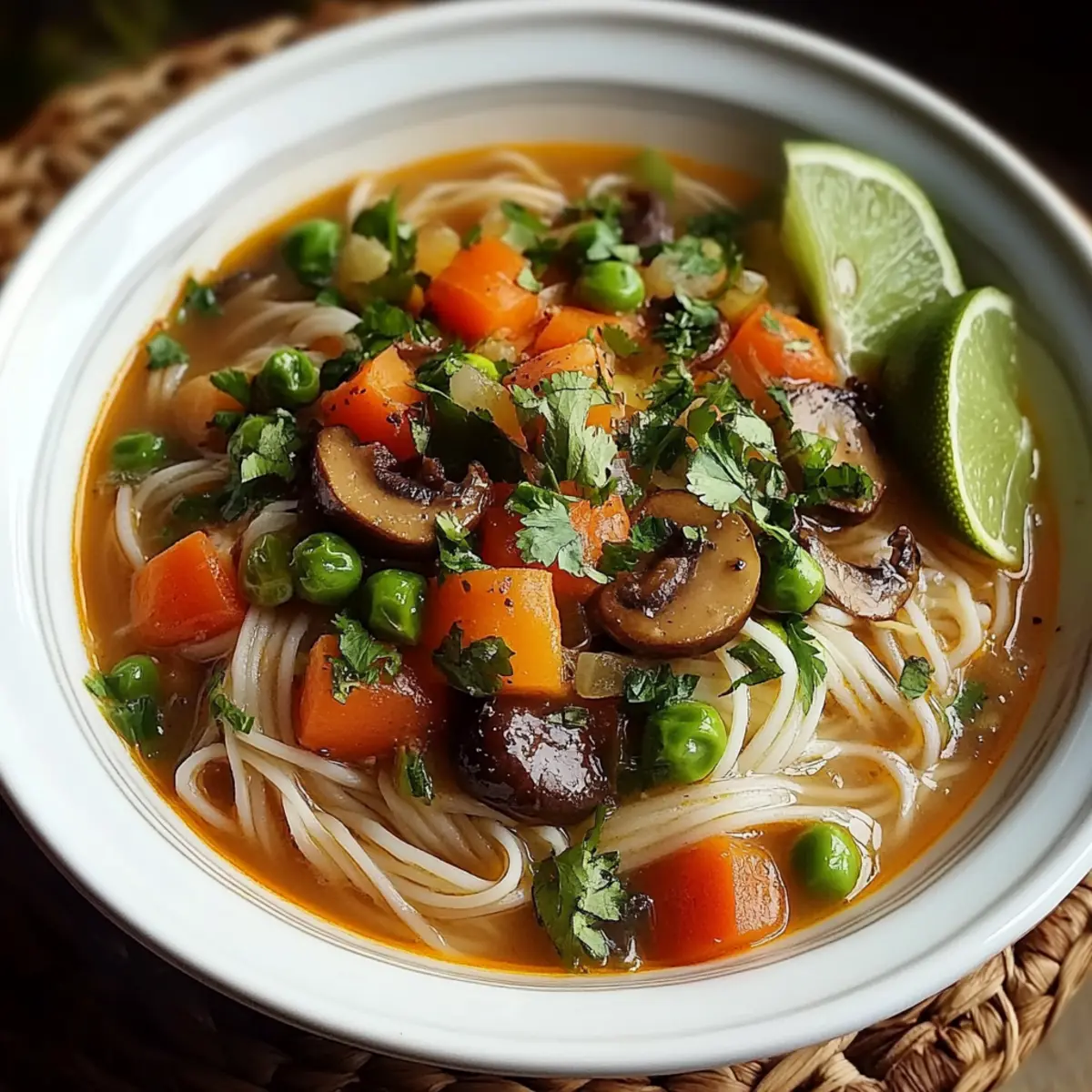 Healing Ginger Garlic Broth with Rice Noodles