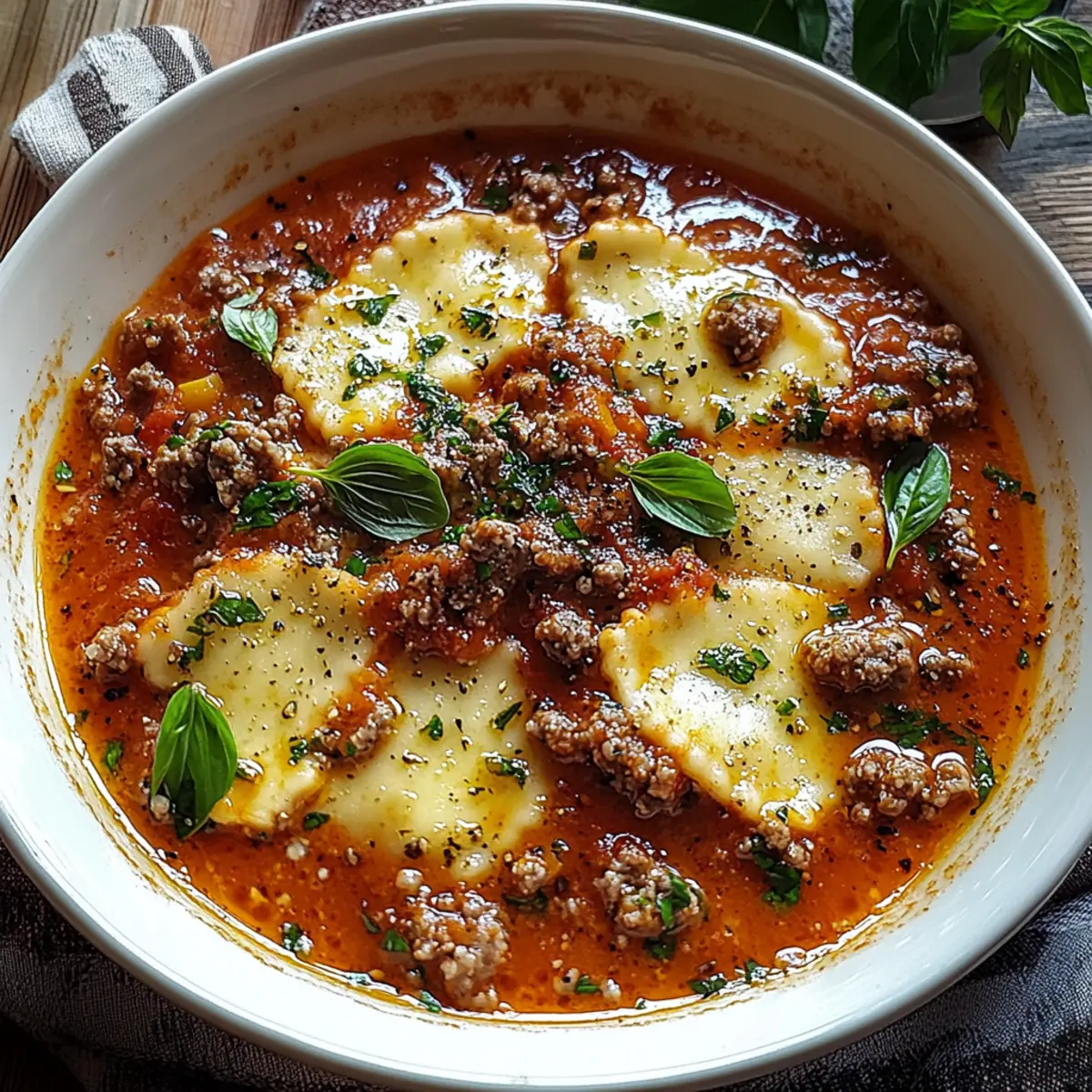 Hearty Cheesy Italian Lasagna Soup