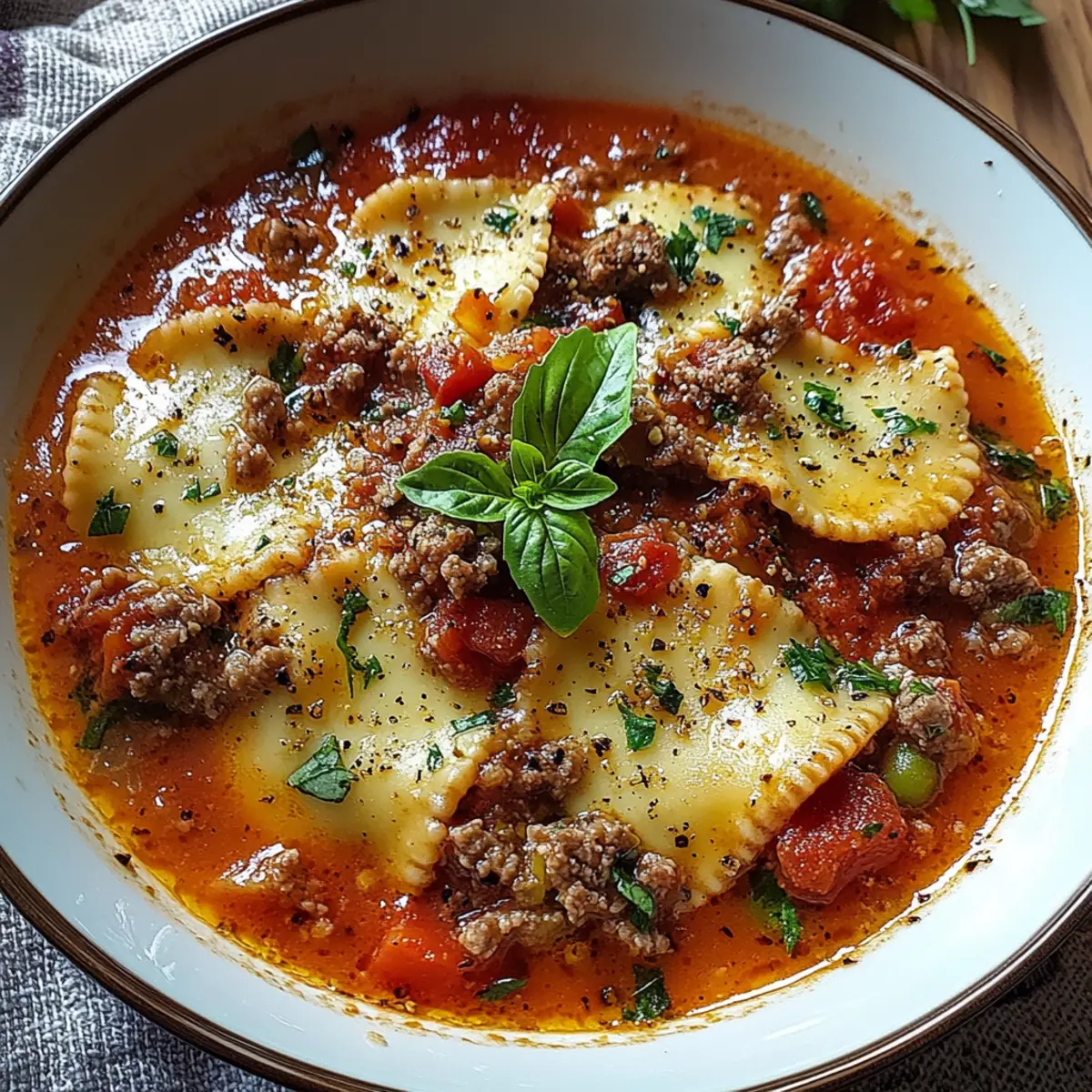 Hearty Cheesy Italian Lasagna Soup