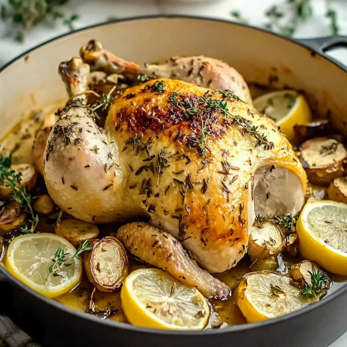 Lemon Herb Pot Roast Chicken