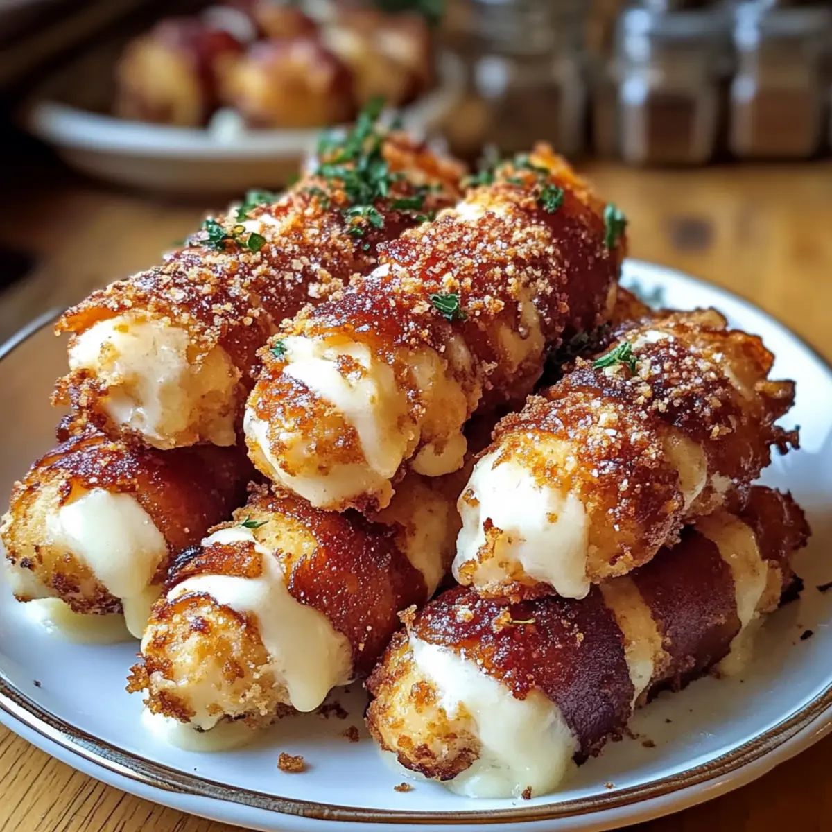 Low Carb Nashville Hot Bacon Wrapped Mozzarella Sticks
