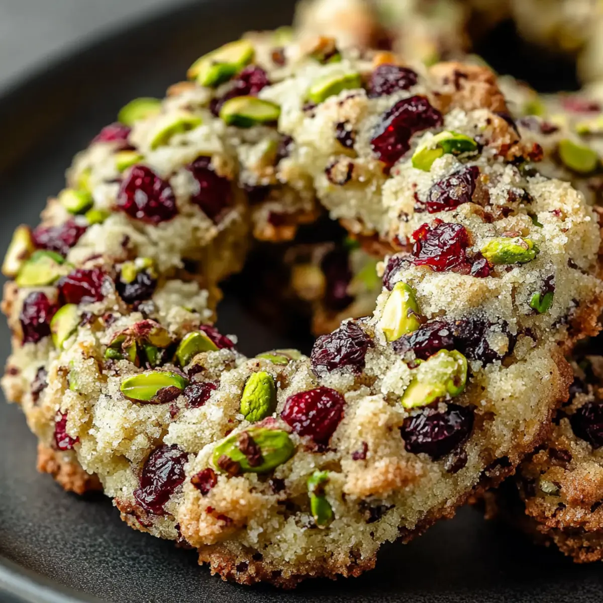 Pistachio Cranberry Wreath Cookies