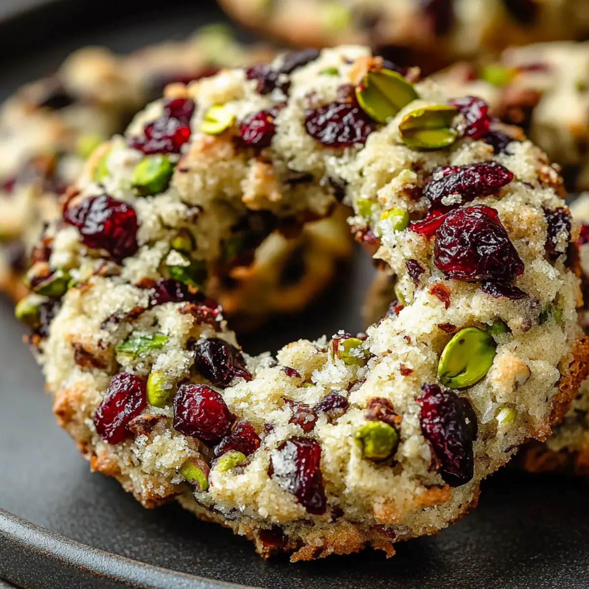 Pistachio Cranberry Wreath Cookies